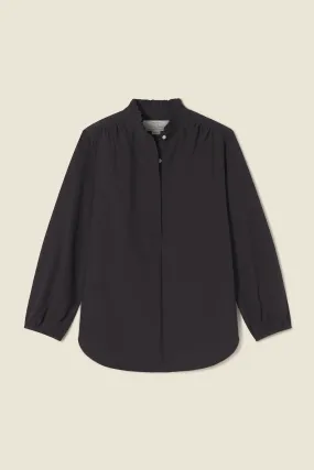 Sara "B" Henley Shirt Black Poplin