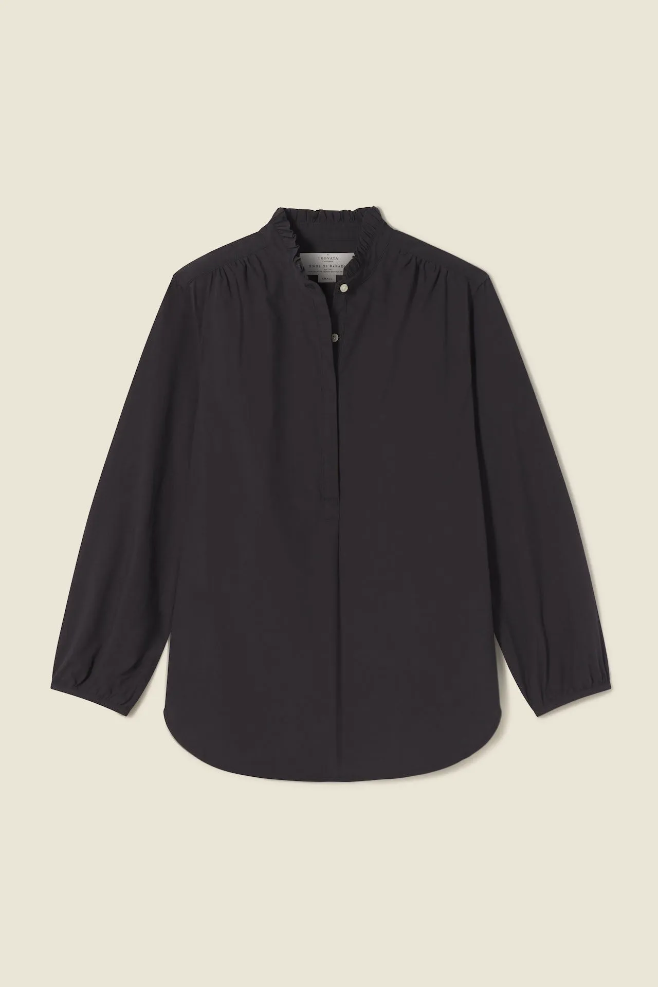 Sara "B" Henley Shirt Black Poplin