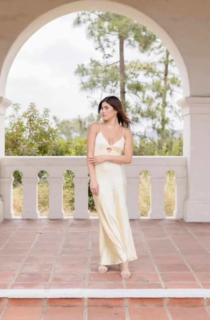 Serenity Sleeveless Cut Out Maxi Dress Yellow