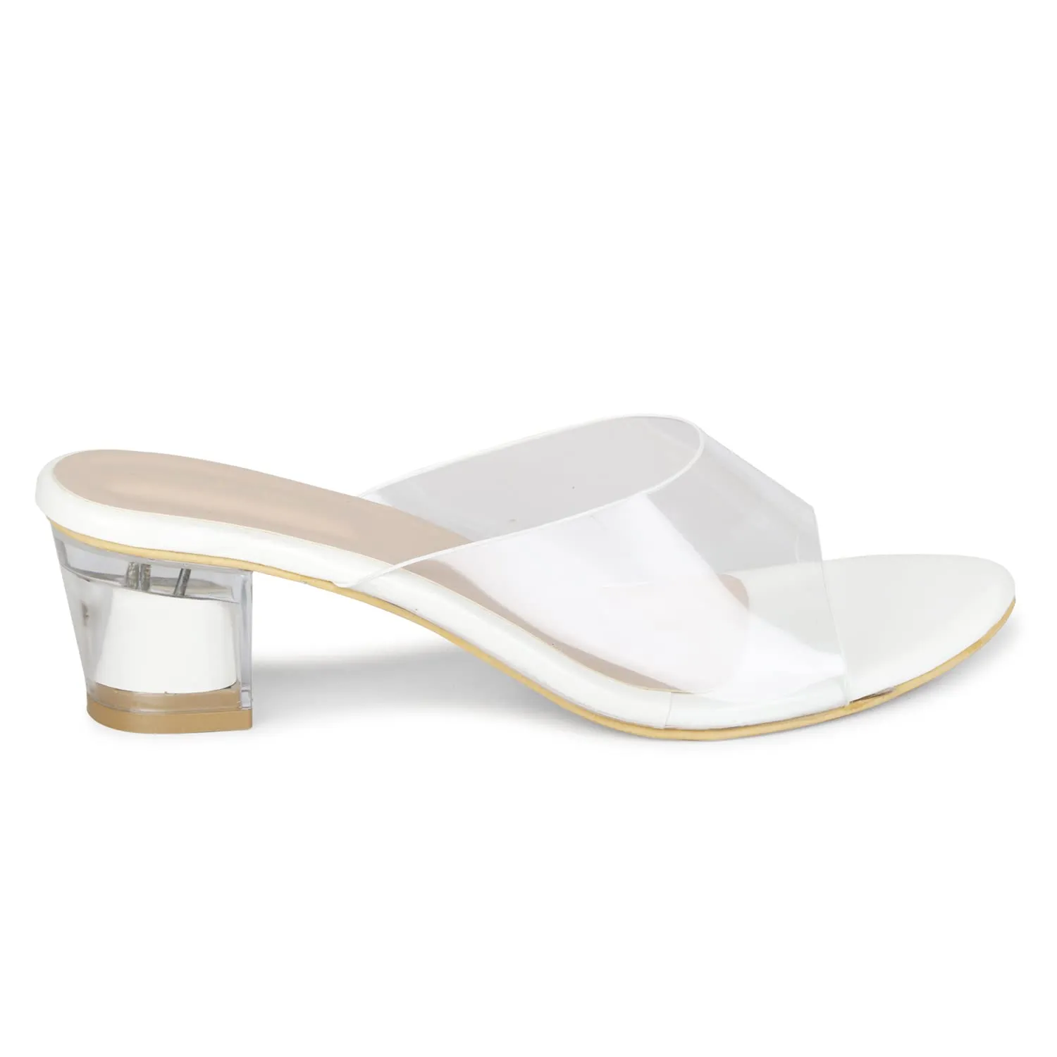 Smart & Sleek Women's Heel Sandals (White, 5)