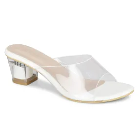 Smart & Sleek Women's Heel Sandals (White, 5)