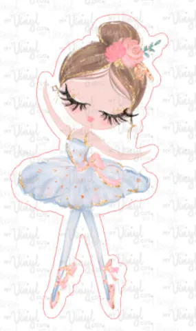 Sticker 2F Ballerina Blue Dress with Brown Hair