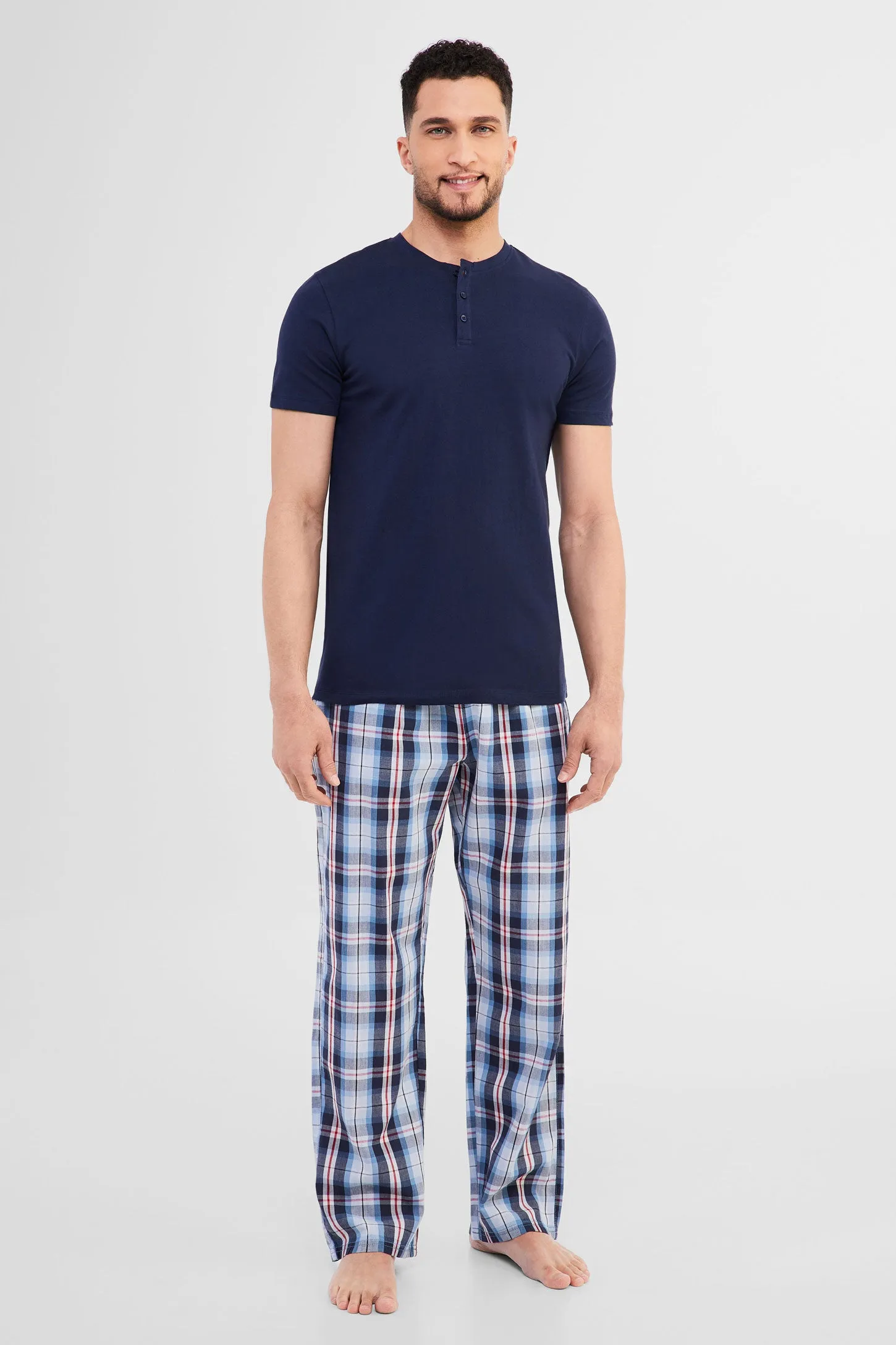 T-shirt Henley pyjama en coton - Homme