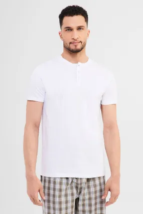 T-shirt Henley pyjama en coton - Homme