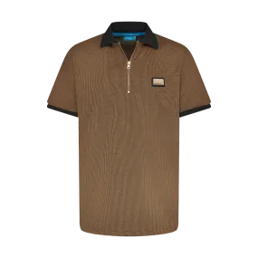 THE HOUNDSTOOTH POLO-BROWN