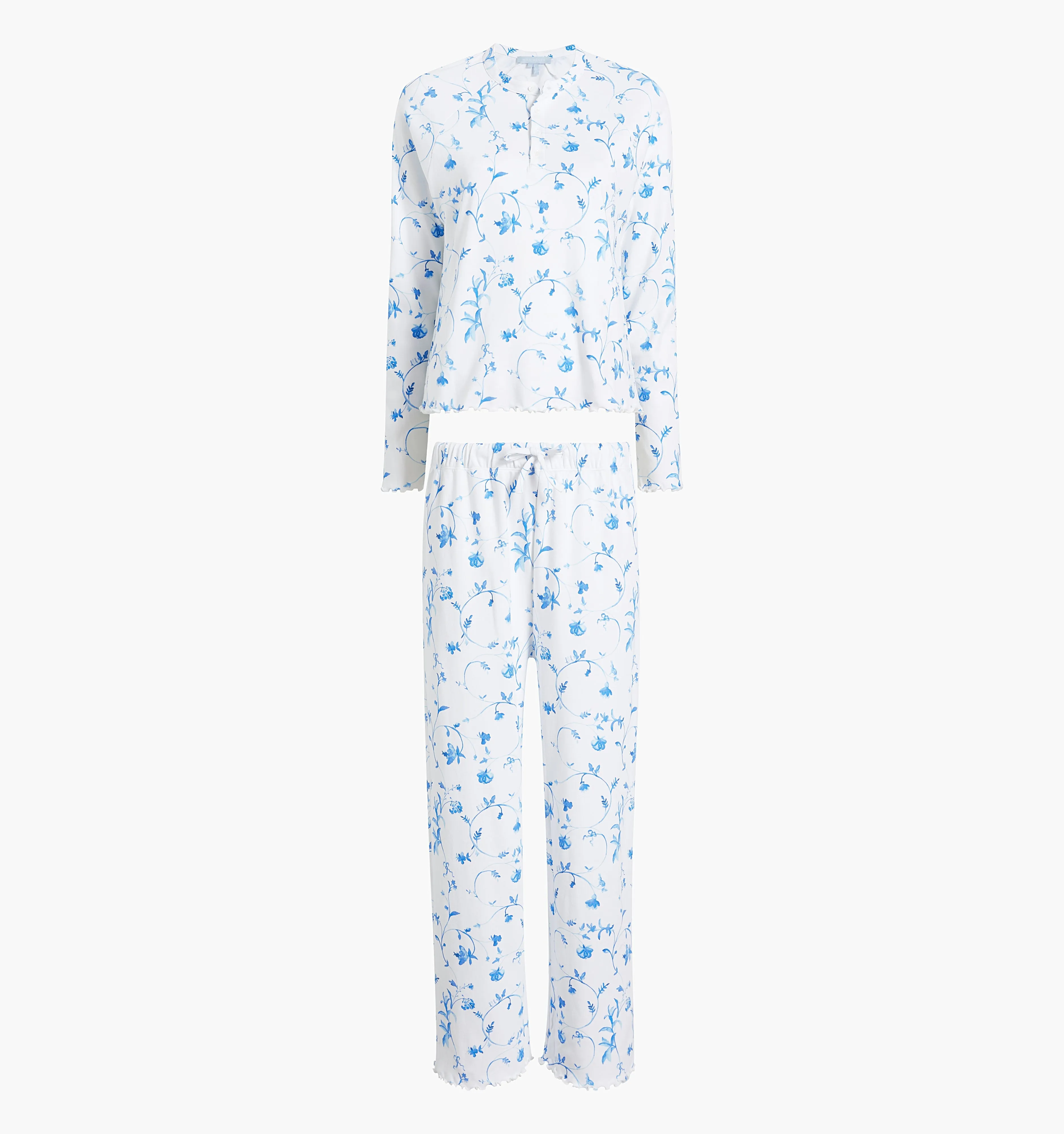 The Maternity Olivia Pajama Set - Blue Botanical