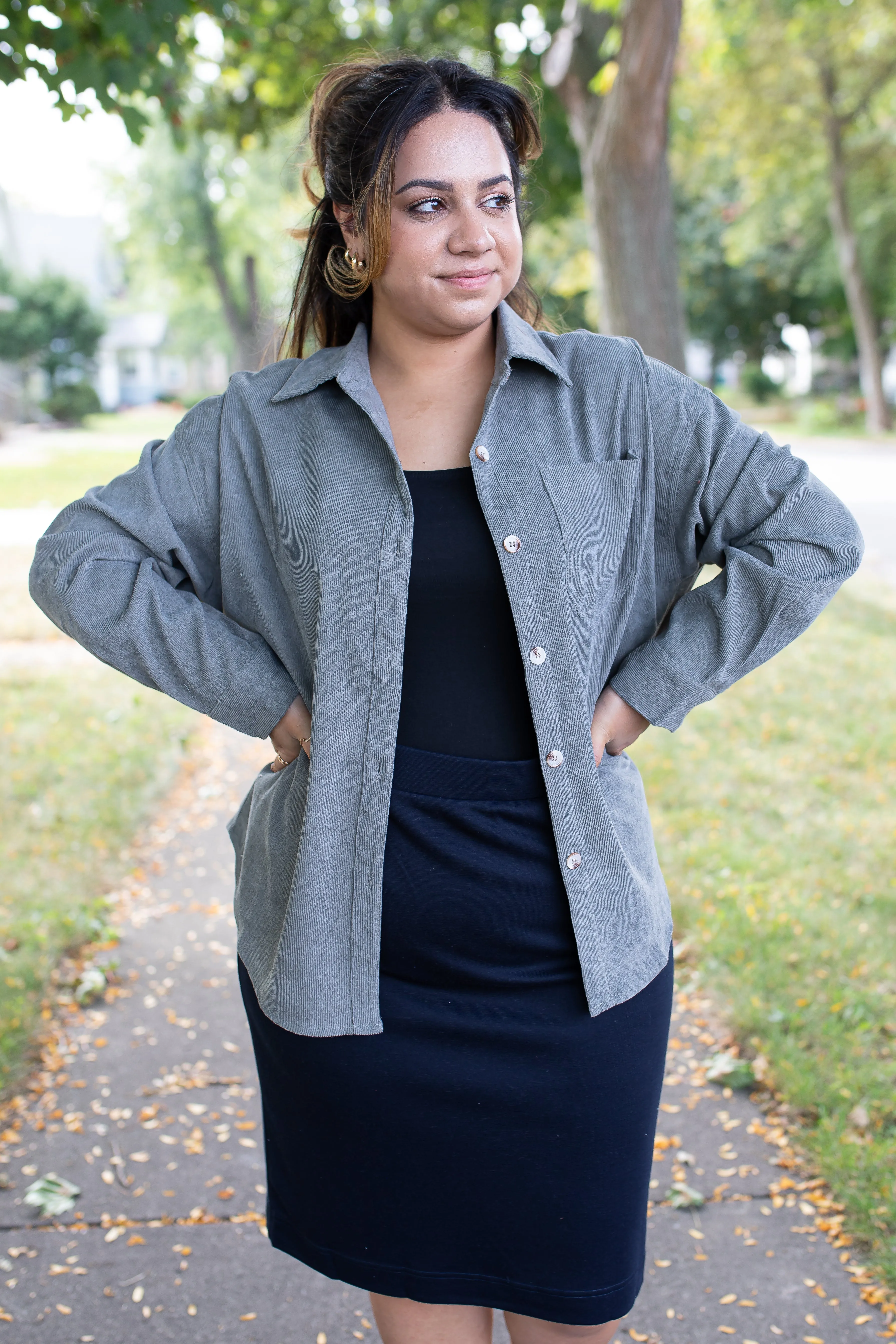 The Mindy Corduroy Jacket in Frosted Olive