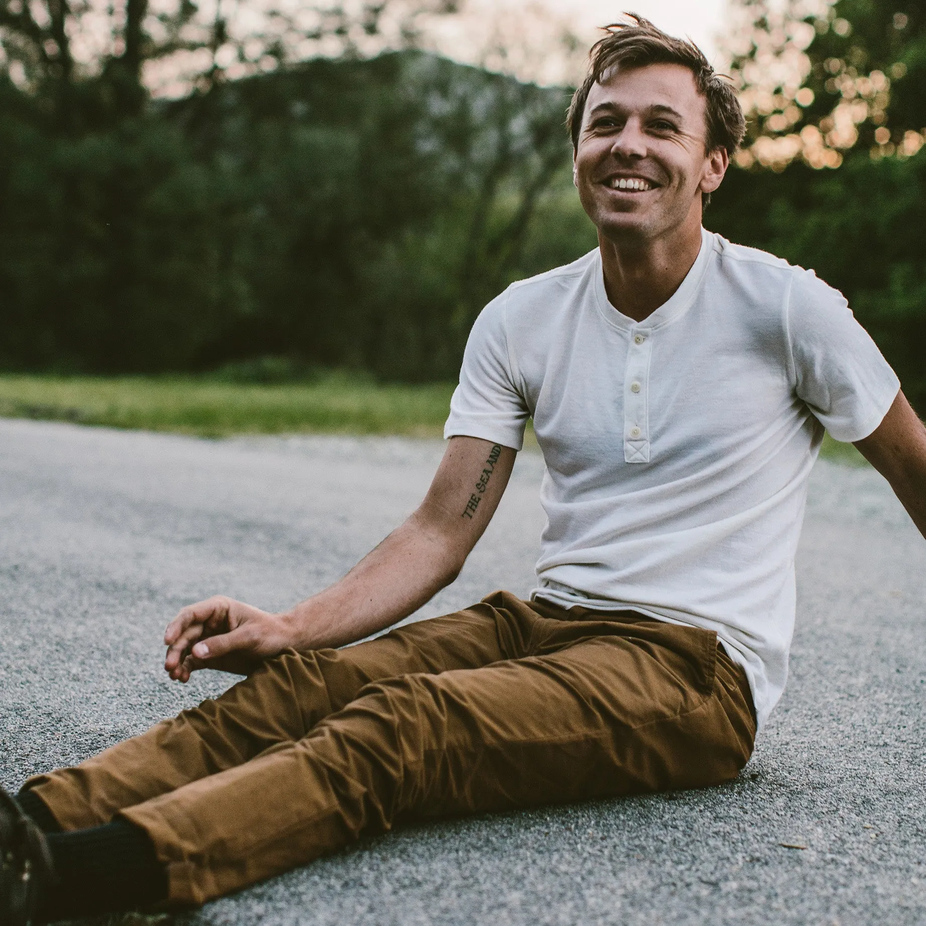 The Short Sleeve Henley in Natural Merino