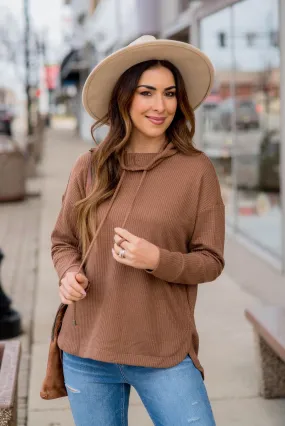 Thermal Side Slit Cowl Neck Sweatshirt