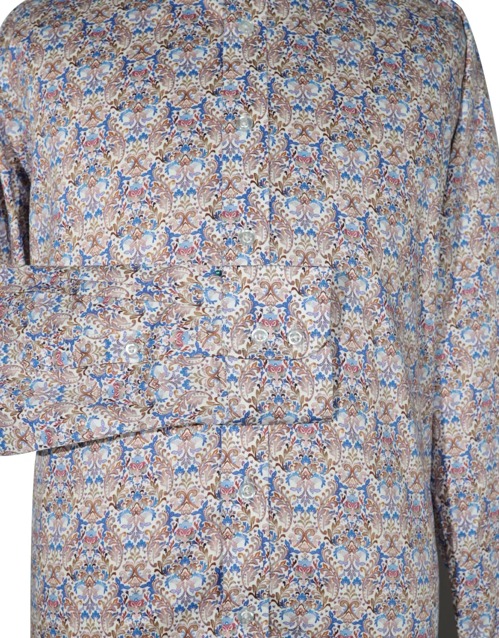 This Shirt Only - Brown and Blue Floral Shirt Size M