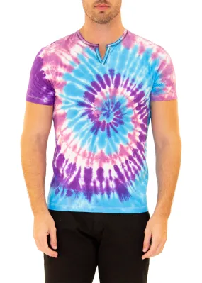 Tie Dye Cotton Henley Purple