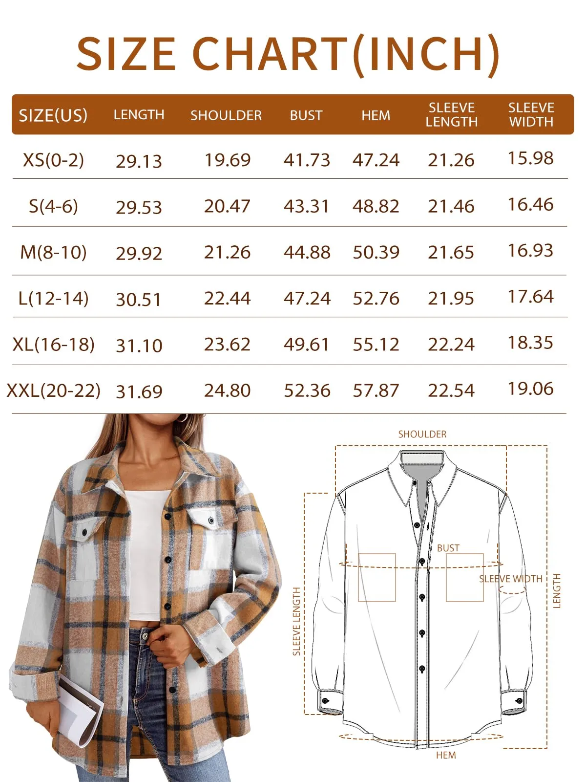 Trendy Queen Womens Flannel Shacket Casual Jacket Plaid Button Down Long Sleeve Shirt Fall Winter Outfits