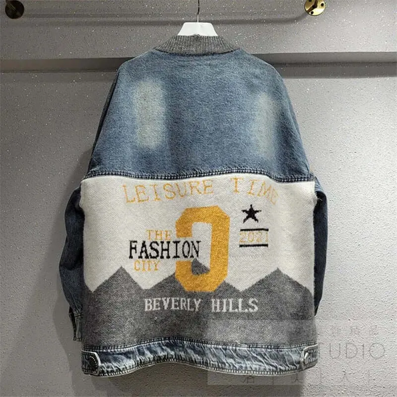 Urban Fusion: Knit Spliced Denim Jacket