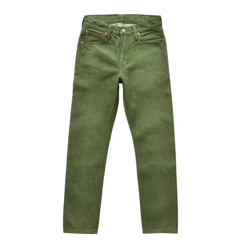 Vulcanized Olive Green Selvedge Denim Jeans