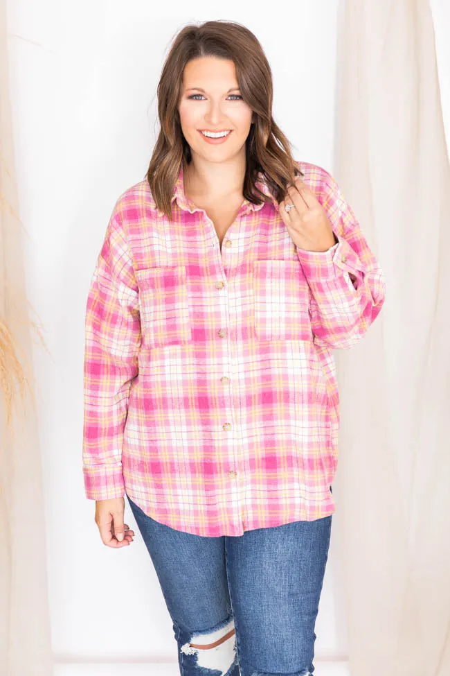 Wishing On Forever Pink Plaid Shacket FINAL SALE