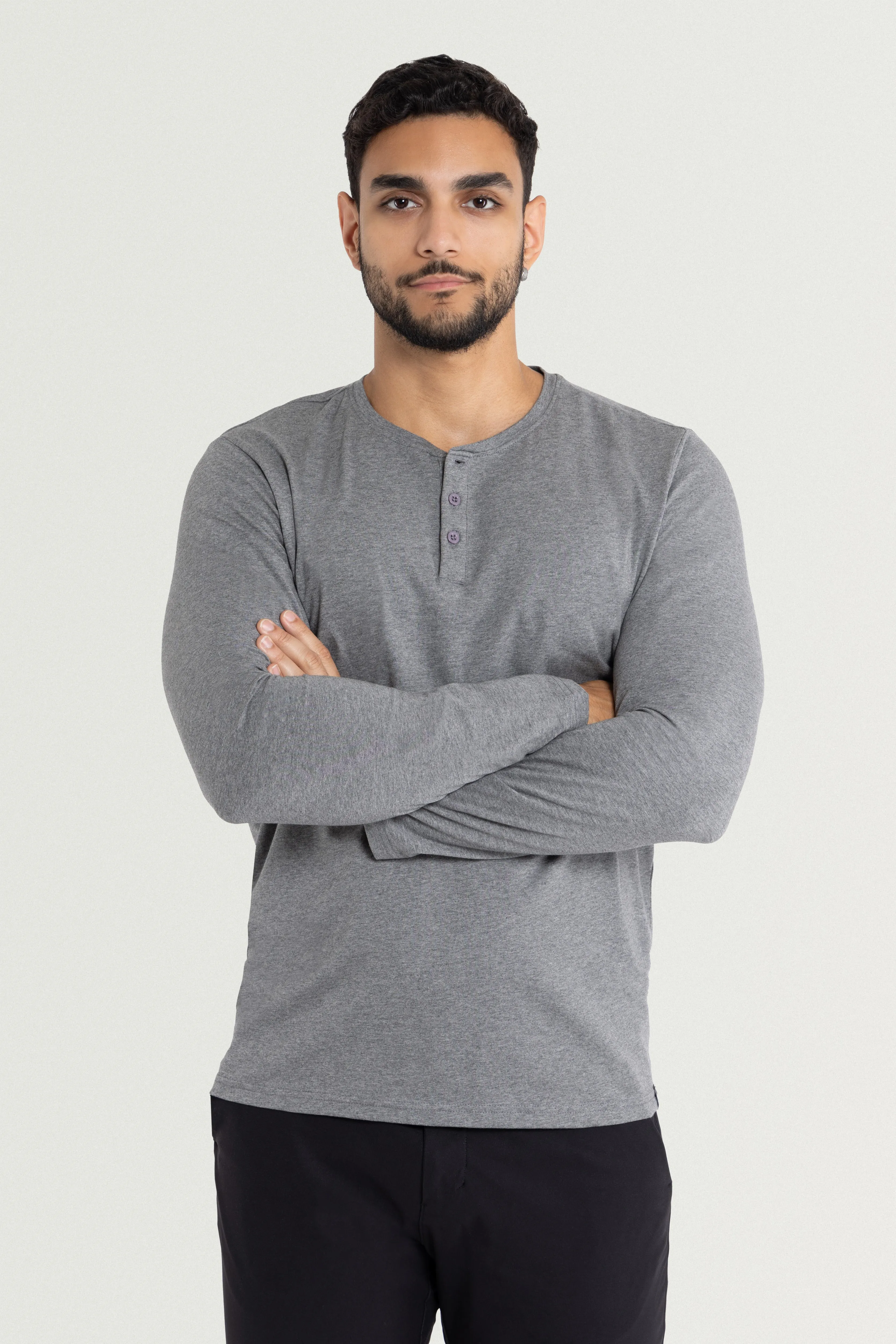 X RAY Men's Classic Long Sleeve Henley T-Shirt