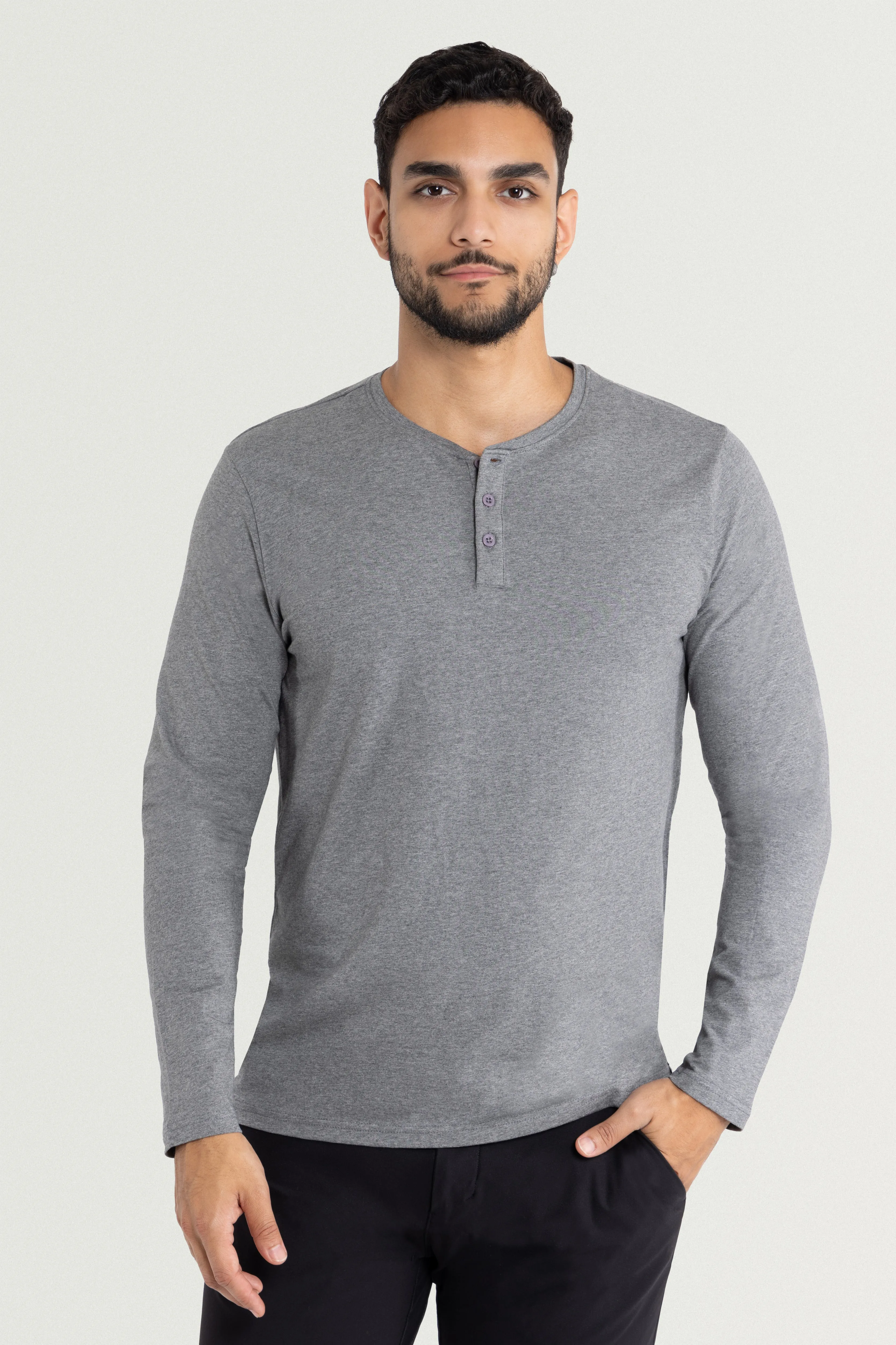 X RAY Men's Classic Long Sleeve Henley T-Shirt