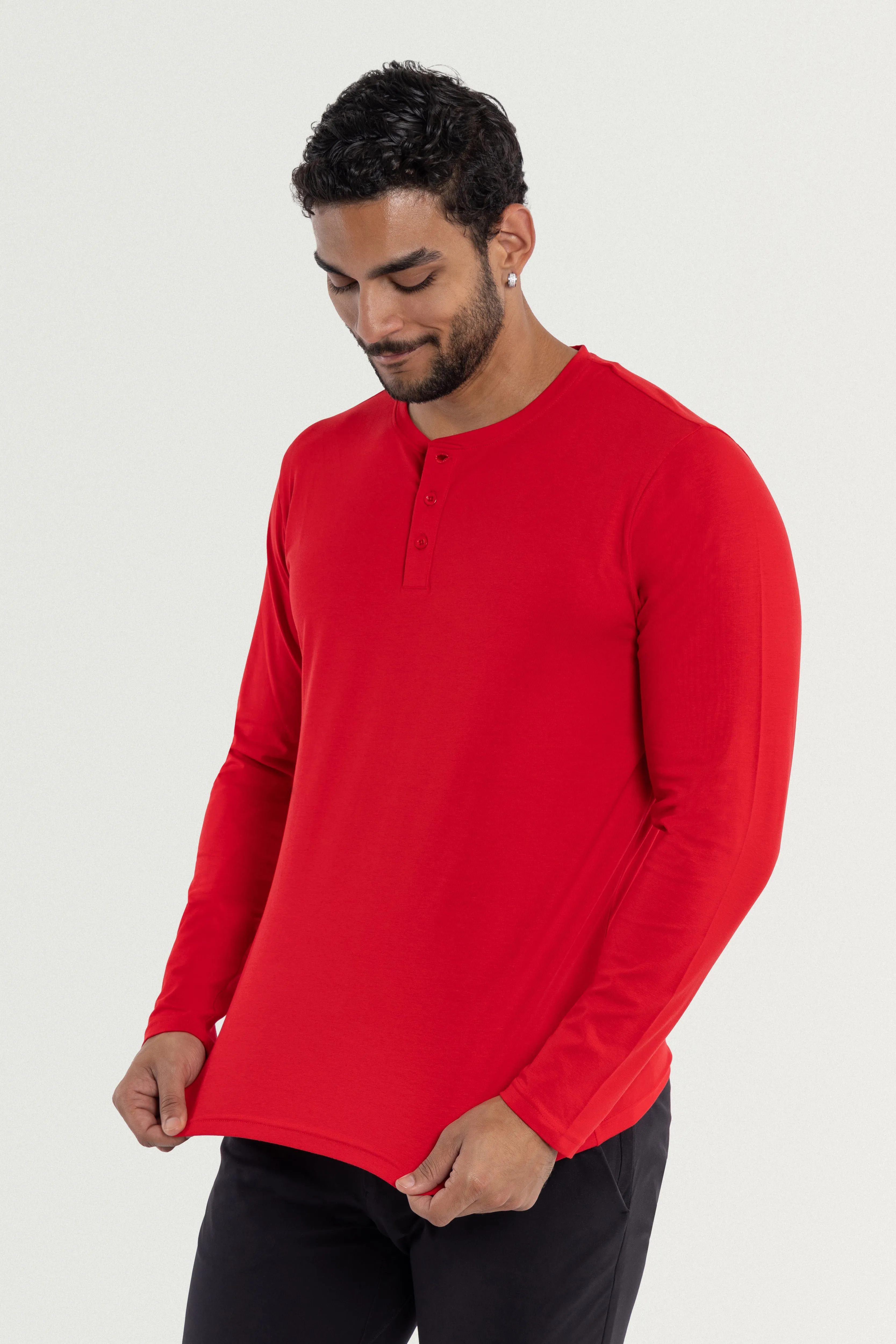 X RAY Men's Classic Long Sleeve Henley T-Shirt