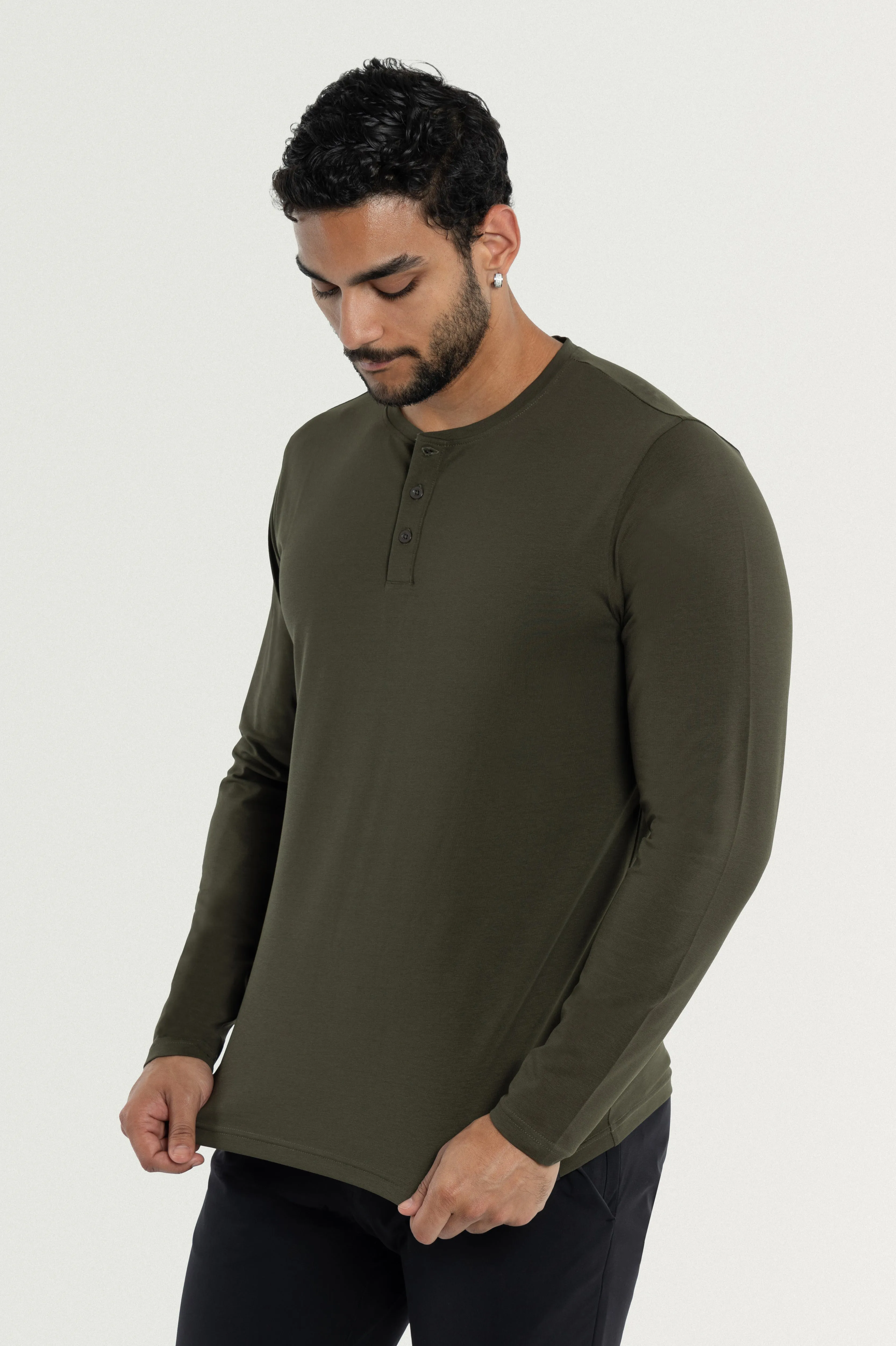 X RAY Men's Classic Long Sleeve Henley T-Shirt