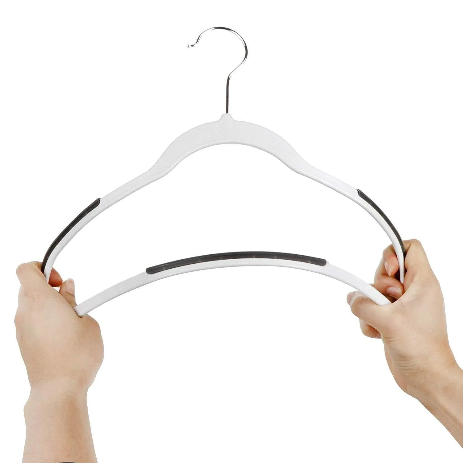 ZENY™ 50/100 Pack Plastic Coat Hangers, Space Saving Clothes Hanger with Non-Slip Stripe and 360° Swivel Hooks