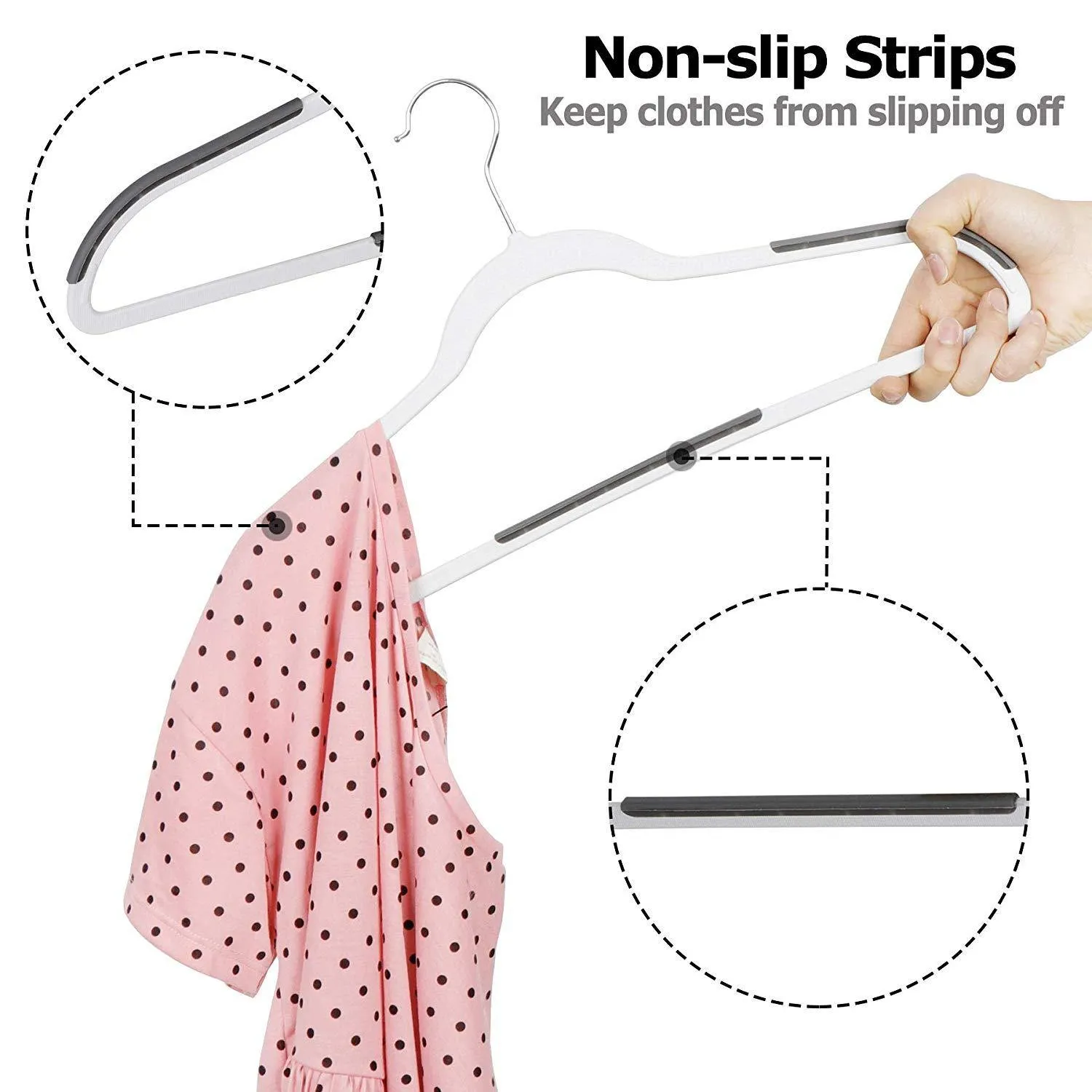 ZENY™ 50/100 Pack Plastic Coat Hangers, Space Saving Clothes Hanger with Non-Slip Stripe and 360° Swivel Hooks