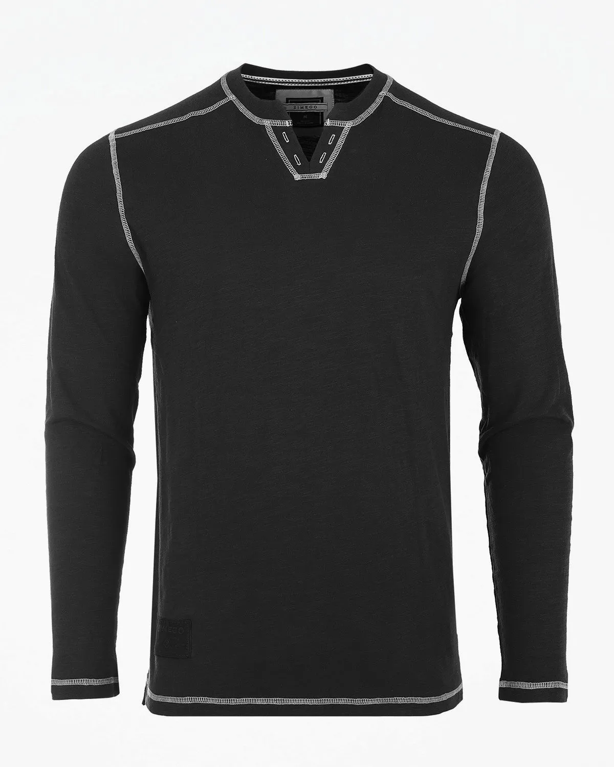 ZIMEGO Men's Vintage Long Sleeve Notch V-Neck Henley Casual Shirt